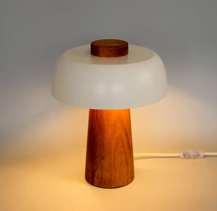 Wooden Mushroom Table Lamp - Matte Black